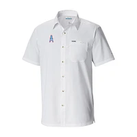 Men's Columbia White Houston Oilers Throwback Logo Slack Tide Omni-Wick Button-Up Camp Shirt