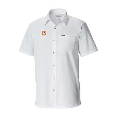 Men's Columbia White Denver Broncos Slack Tide Omni-Wick Throwback Logo Button-Up Camp Shirt