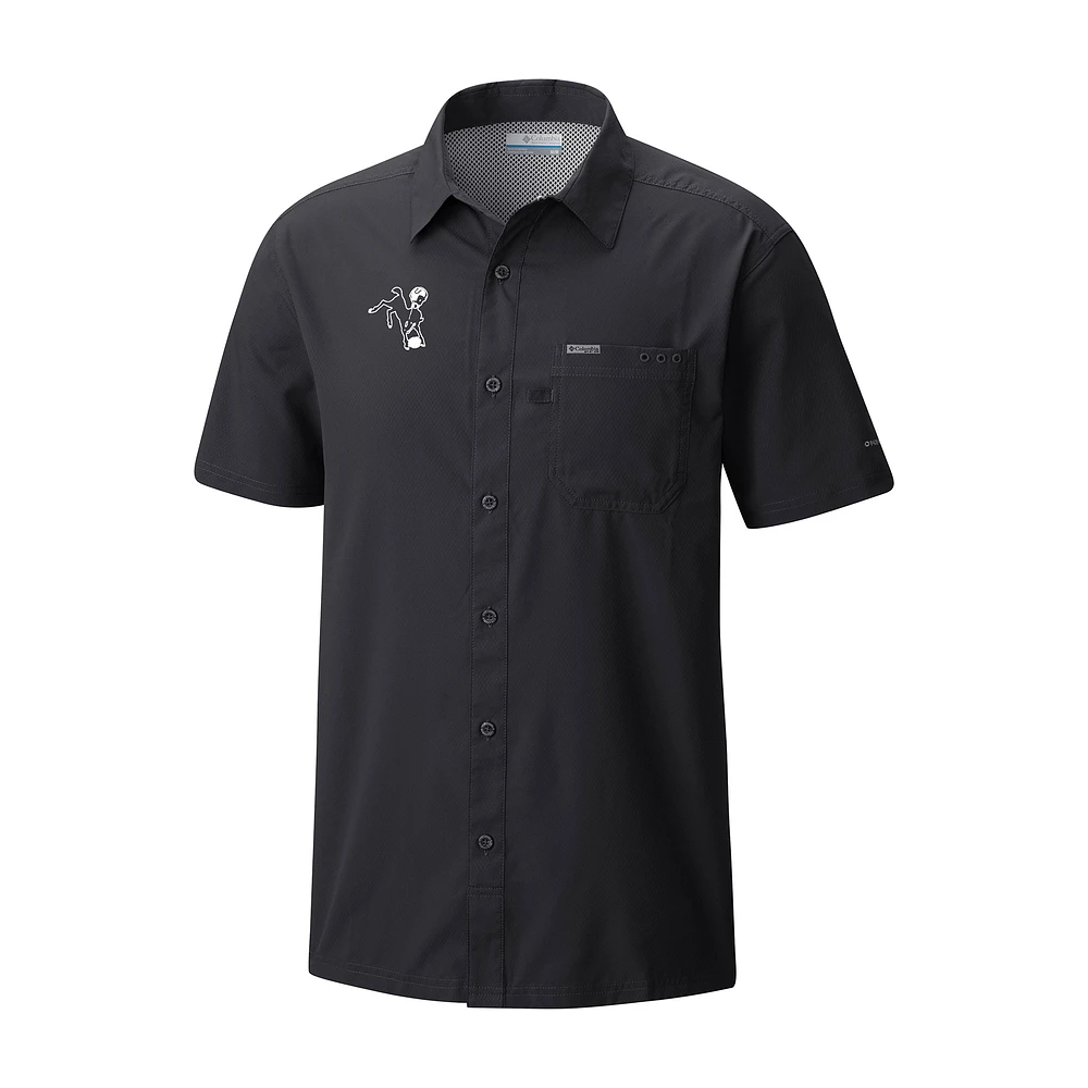 Men's Columbia Black Indianapolis Colts Slack Tide Omni-Wick Throwback Logo Button-Up Camp Shirt