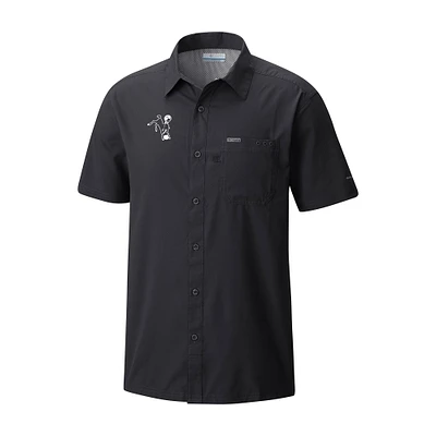 Men's Columbia Black Indianapolis Colts Slack Tide Omni-Wick Throwback Logo Button-Up Camp Shirt
