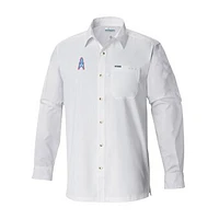 Men's Columbia White Houston Oilers Throwback Logo Slack Tide Omni-Wick Long Sleeve Button-Up Camp Shirt