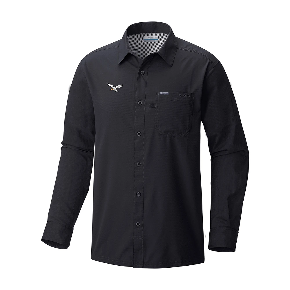 Men's Columbia Philadelphia Eagles Slack Tide Omni-Wick Long Sleeve Button-Up Camp Shirt