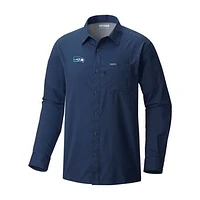 Men's Columbia College Navy Seattle Seahawks Slack Tide Omni-Wick Long Sleeve Button-Up Camp Shirt