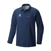 Men's Columbia Navy New England Patriots Slack Tide Omni-Wick Long Sleeve Button-Up Camp Shirt