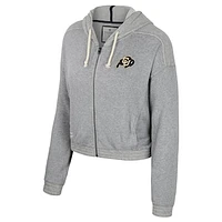 Women's Colosseum  Heather Gray Colorado Buffaloes Midge Waffle Full-Zip Hoodie