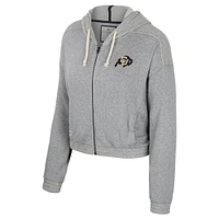 Women's Colosseum  Heather Gray Colorado Buffaloes Midge Waffle Full-Zip Hoodie