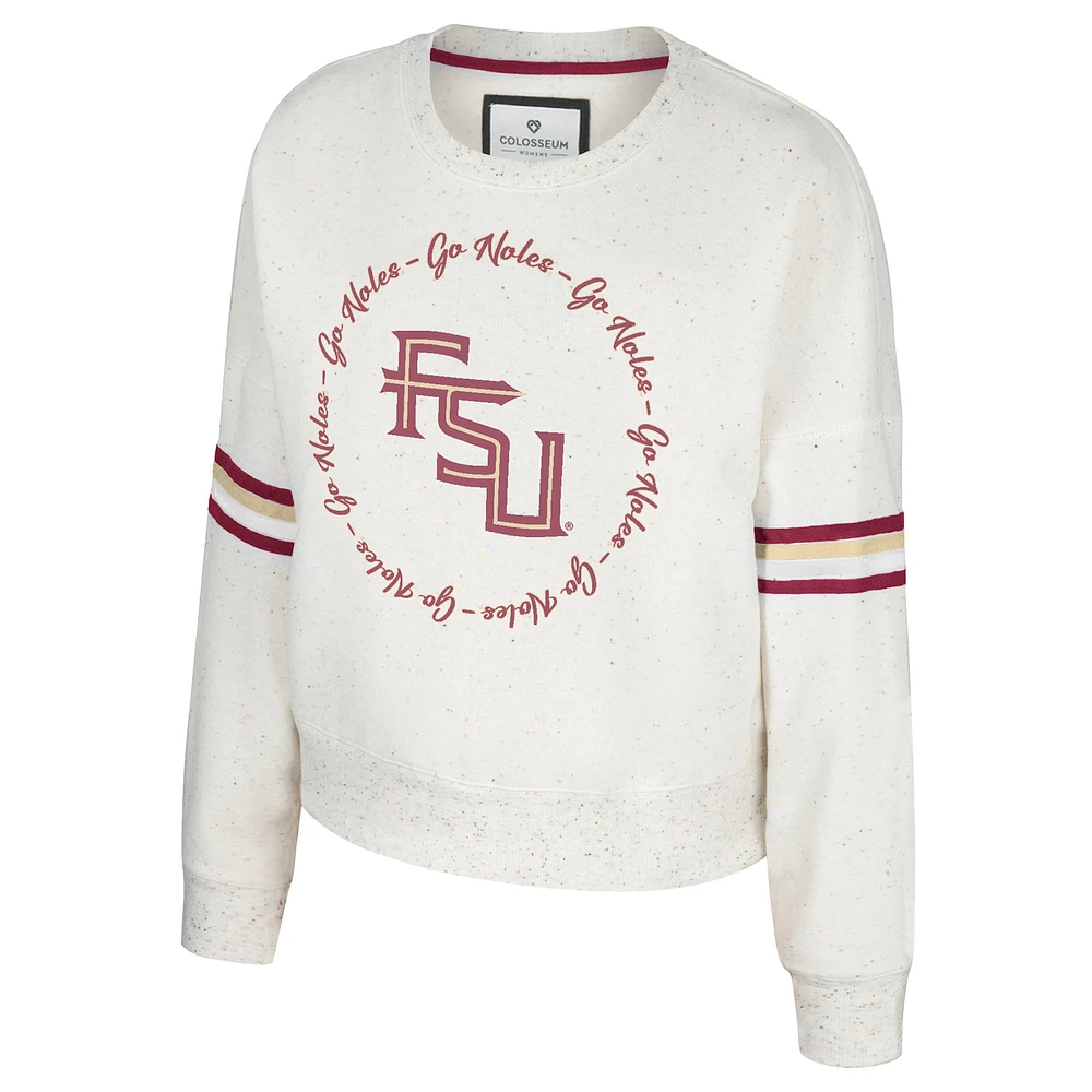 Women's Colosseum Natural Florida State Seminoles Novelist Fleece Sweatshirt