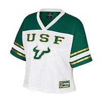 Women's Colosseum  White South Florida Bulls Treasure Cropped Football Jersey