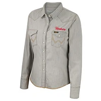 Women's Colosseum x Wrangler  Gray Nebraska Huskers Long Sleeve Western Full-Snap Shirt