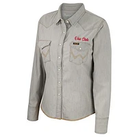 Women's Colosseum x Wrangler  Gray Ohio State Buckeyes Long Sleeve Western Full-Snap Shirt