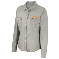 Women's Colosseum x Wrangler  Gray Tennessee Volunteers Long Sleeve Western Full-Snap Shirt