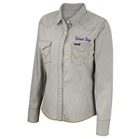 Women's Colosseum x Wrangler  Gray TCU Horned Frogs Long Sleeve Western Full-Snap Shirt