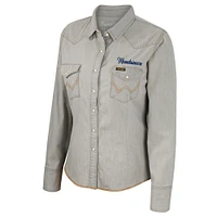 Women's Colosseum x Wrangler  Gray West Virginia Mountaineers Long Sleeve Western Full-Snap Shirt