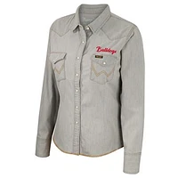 Women's Colosseum x Wrangler  Gray Georgia Bulldogs Long Sleeve Western Full-Snap Shirt