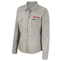 Women's Colosseum x Wrangler  Gray Georgia Bulldogs Long Sleeve Western Full-Snap Shirt