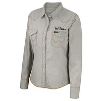 Women's Colosseum x Wrangler  Gray Texas Tech Red Raiders Long Sleeve Western Full-Snap Shirt