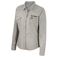 Women's Colosseum x Wrangler  Gray Texas Tech Red Raiders Long Sleeve Western Full-Snap Shirt