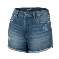 Women's Colosseum x Wrangler  Denim Michigan State Spartans Retro High Rise Cut Off Shorts