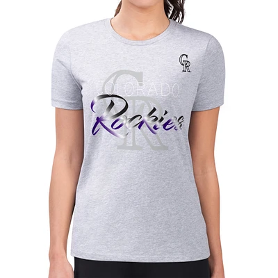 Women's G-III 4Her by Carl Banks Heather Gray Colorado Rockies Shadow Logo Graphic Fitted T-Shirt
