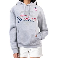 Women's G-III 4Her by Carl Banks Heather Gray Minnesota Twins Shadow Logo Graphic Pullover Hoodie