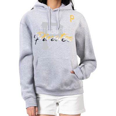 Women's G-III 4Her by Carl Banks Heather Gray Pittsburgh Pirates Shadow Logo Graphic Pullover Hoodie