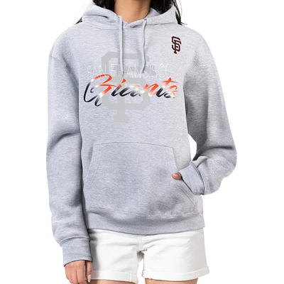 Women's G-III 4Her by Carl Banks Heather Gray San Francisco Giants Shadow Logo Graphic Pullover Hoodie