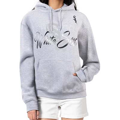 Women's G-III 4Her by Carl Banks Heather Gray Chicago White Sox Shadow Logo Graphic Pullover Hoodie