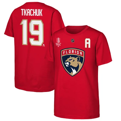 Youth Matthew Tkachuk Red Florida Panthers 2025 Stanley Cup Final Name & Number T-Shirt