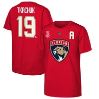 Youth Matthew Tkachuk Red Florida Panthers 2025 Stanley Cup Final Name & Number T-Shirt