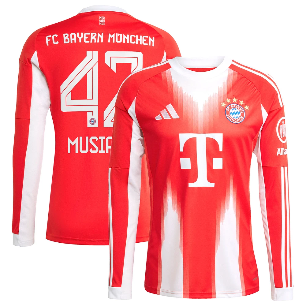 Men's adidas Jamal Musiala Red Bayern Munich 2025/26 Home Replica Long Sleeve Jersey