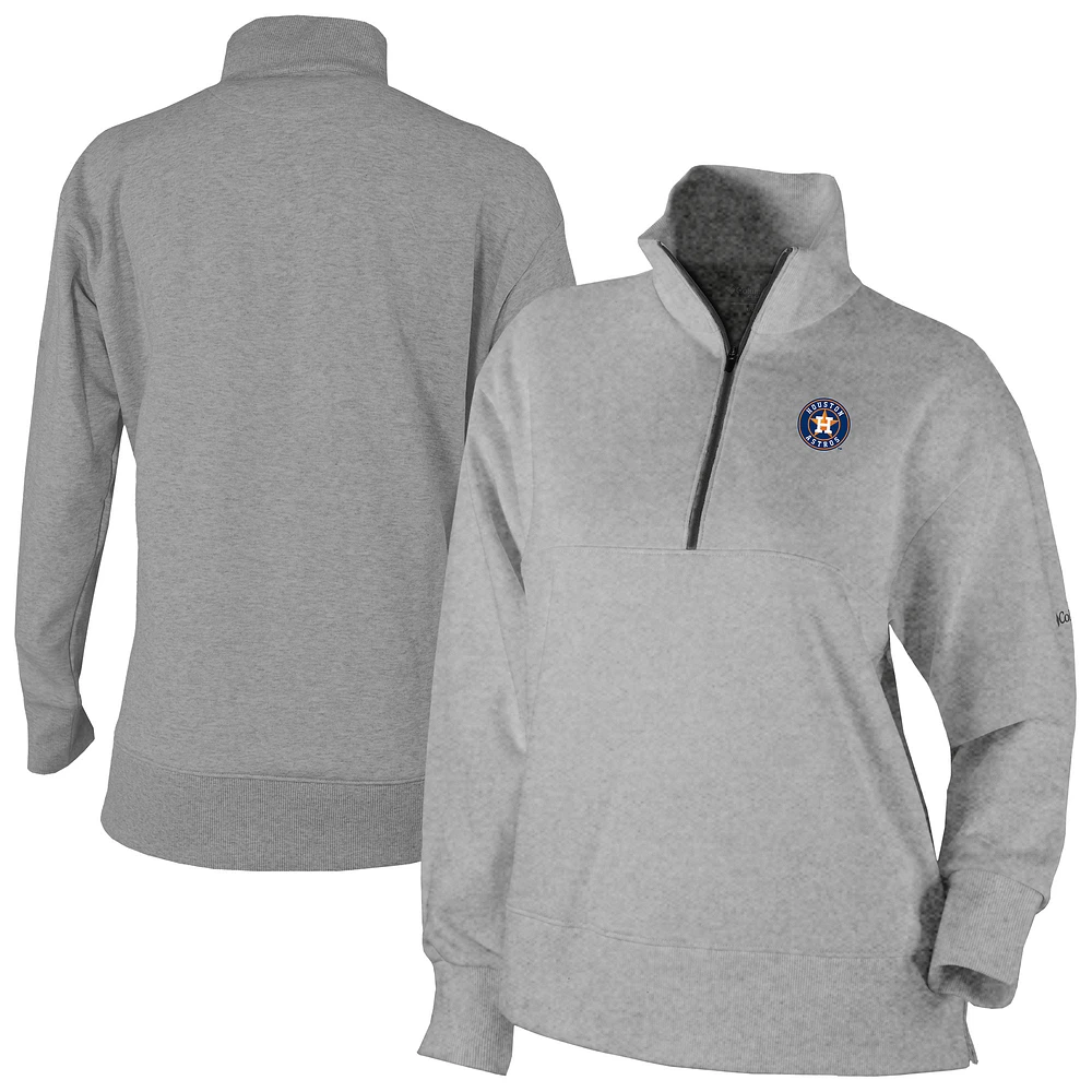 Women's Columbia Gray Houston Astros Birchwood Hills Quarter-Zip Pullover