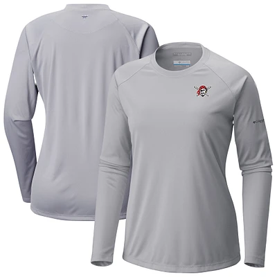 Women's Columbia Gray Pittsburgh Pirates Tidal Tee II Long Sleeve T-Shirt