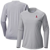 Women's Columbia Gray Los Angeles Angels Tidal Tee II Long Sleeve T-Shirt