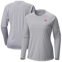 Women's Columbia Gray Cincinnati Reds Tidal Tee II Long Sleeve T-Shirt