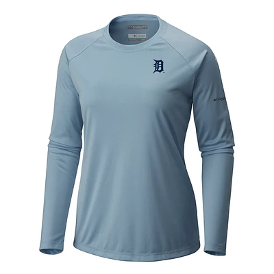 Women's Columbia Light Blue Detroit Tigers Tidal Tee II Long Sleeve T-Shirt