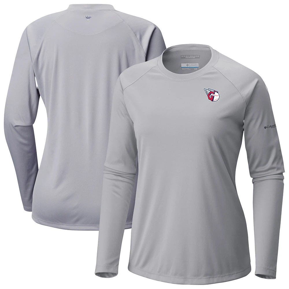Women's Columbia Gray Cleveland Guardians Tidal Tee II Long Sleeve T-Shirt