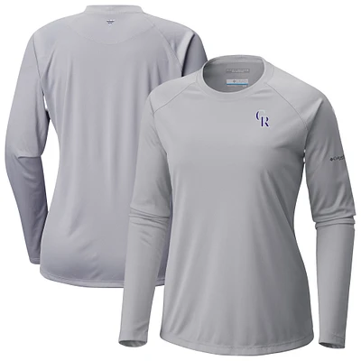 Women's Columbia Gray Colorado Rockies Tidal Tee II Long Sleeve T-Shirt