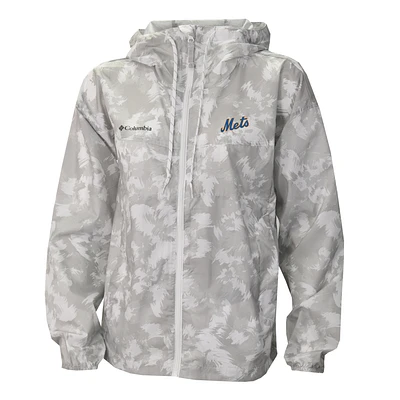 Women's Columbia Gray/White New York Mets Flash Challenger Full-Zip Hoodie Windbreaker Jacket