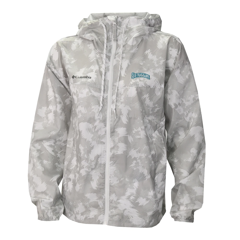 Women's Columbia Gray/White Seattle Mariners Flash Challenger Full-Zip Hoodie Windbreaker Jacket