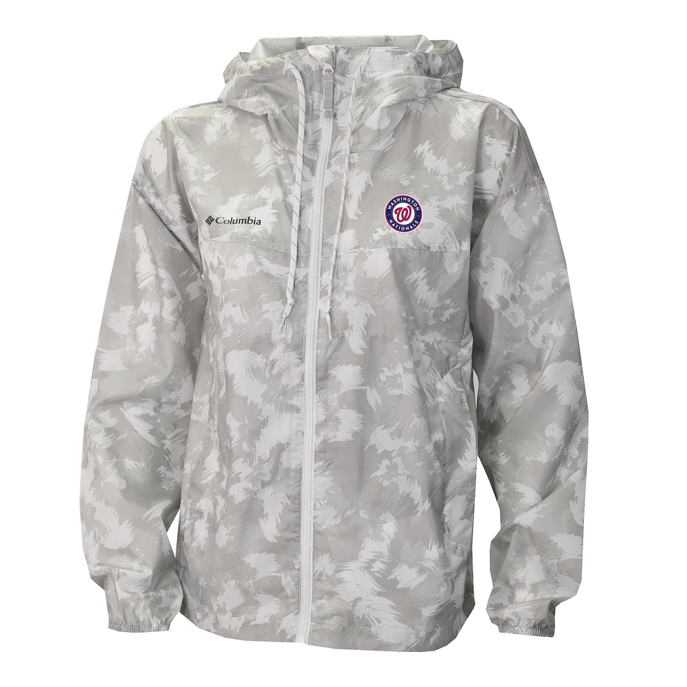 Women's Columbia Gray/White Washington Nationals Flash Challenger Full-Zip Hoodie Windbreaker Jacket