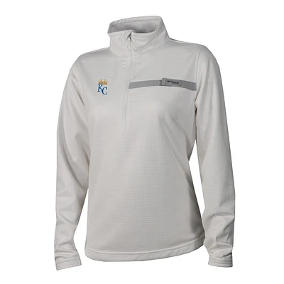 Women's Columbia White Kansas City Royals Skiff Guide Fleece Half-Zip Pullover Jacket