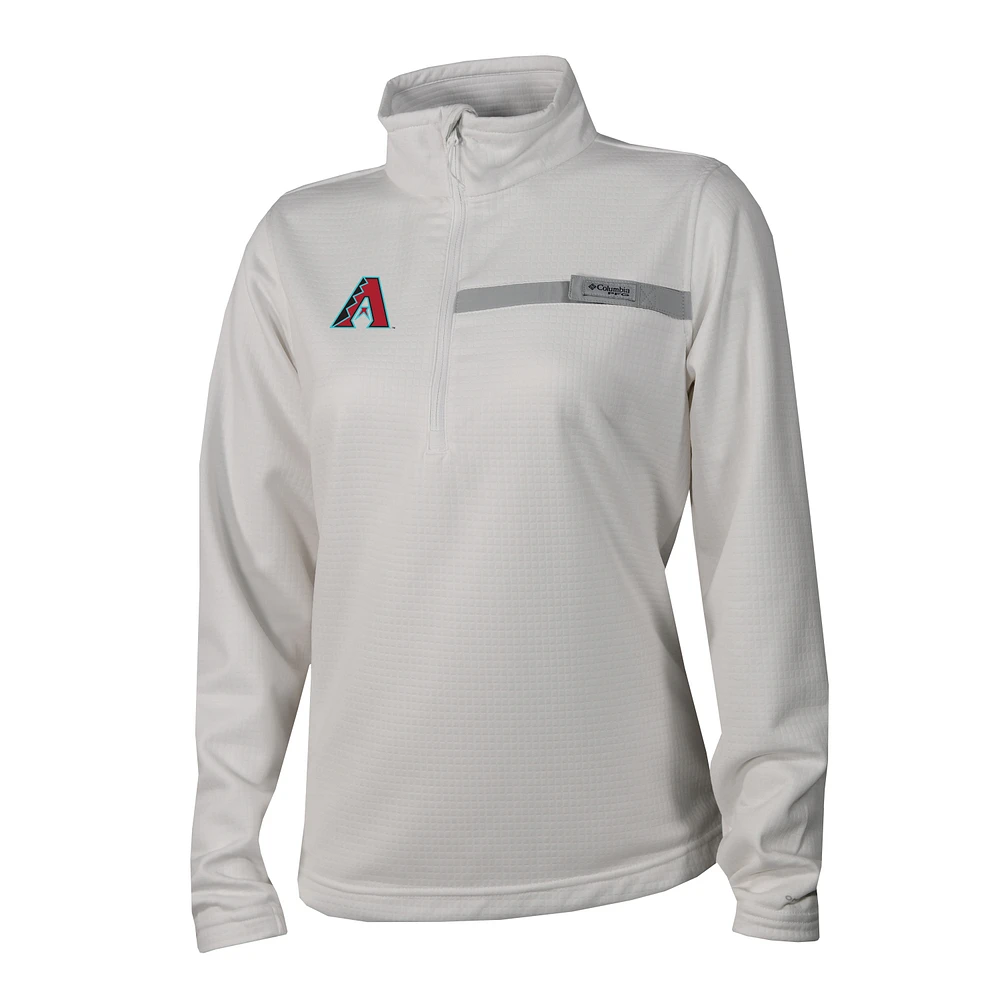 Women's Columbia White Arizona Diamondbacks Skiff Guide Fleece Half-Zip Pullover Jacket