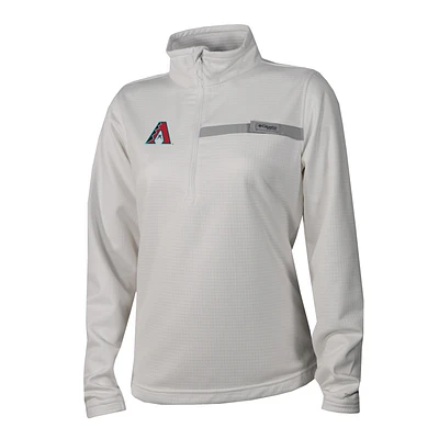 Women's Columbia White Arizona Diamondbacks Skiff Guide Fleece Half-Zip Pullover Jacket