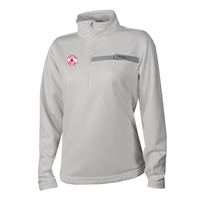 Women's Columbia White Boston Red Sox Skiff Guide Fleece Half-Zip Pullover Jacket