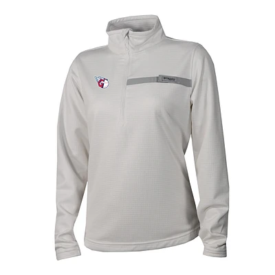 Women's Columbia White Cleveland Guardians Skiff Guide Fleece Half-Zip Pullover Jacket