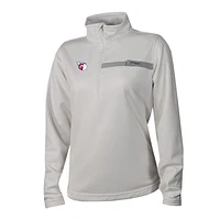Women's Columbia White Cleveland Guardians Skiff Guide Fleece Half-Zip Pullover Jacket