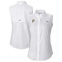 Women's Columbia White Pittsburgh Pirates Tamiami Sleeveless Shirt