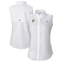 Women's Columbia White Pittsburgh Pirates Tamiami Sleeveless Shirt