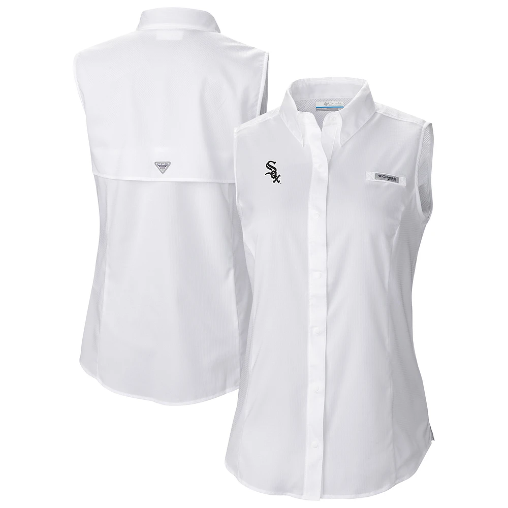 Women's Columbia White Chicago Sox Tamiami Sleeveless Shirt