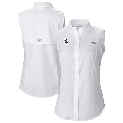 Women's Columbia White Chicago Sox Tamiami Sleeveless Shirt